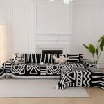 tissu noir tribal pour jeté de canapé